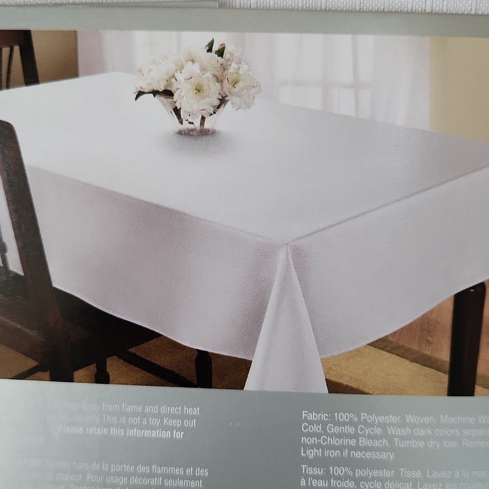 White Rectangular Tablecover, 60x84 New